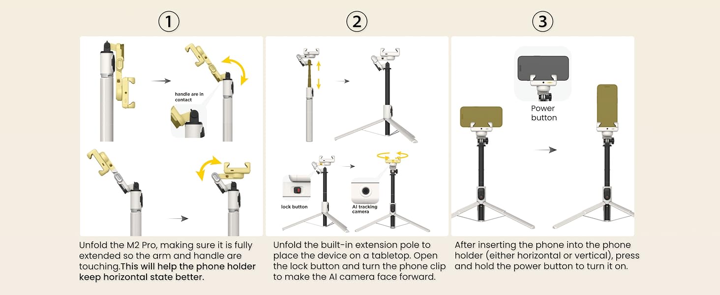 Technical assembly instructions showing step-by-step diagrams for mounting or installing a telescoping pole or stand system.