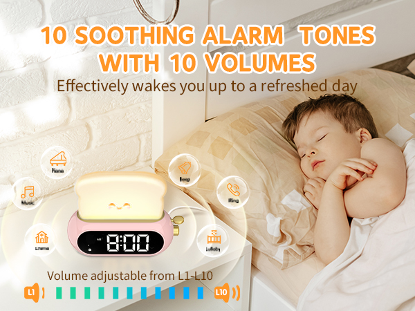 Cute Digital Clock with 10 Alarm Tones