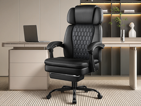 Executive Big and Tall Office Chair with Foot Rest Computer Office Chair with Adjustable Headres