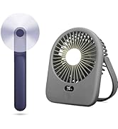 Nezylaf Portable Fan Bundle - Includes Rechargeable 2000mAh Desk Fan (with LED Light, 180° Tilt A...