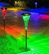 JUXWONE Solar Pathway Light, Color Changing Warm White Outside Light Solar Powered, Outdoor Water...