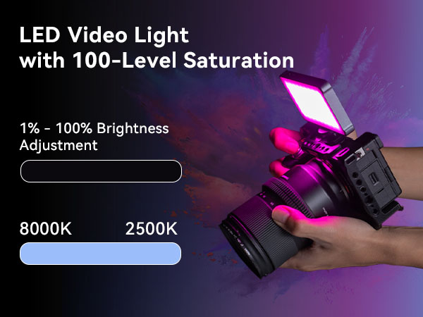 RGB video light portable camera lighting for photography mini on camera light