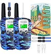 Vvinca Rechargeable Walkie Talkies for Kids 2 Pack, 5-7 Year Old Boy Toys Long Range 22 Channels ...