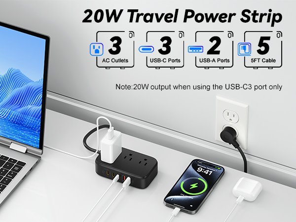 20W Travel Power Strip