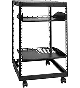 VEVOR 15U Open Frame Server Rack, 23''-40'' Adjustable Depth, Free Standing or Wall Mount Network...