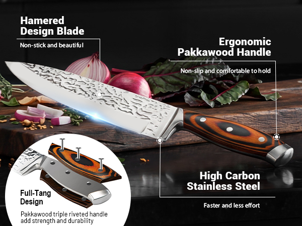 hammered knife set