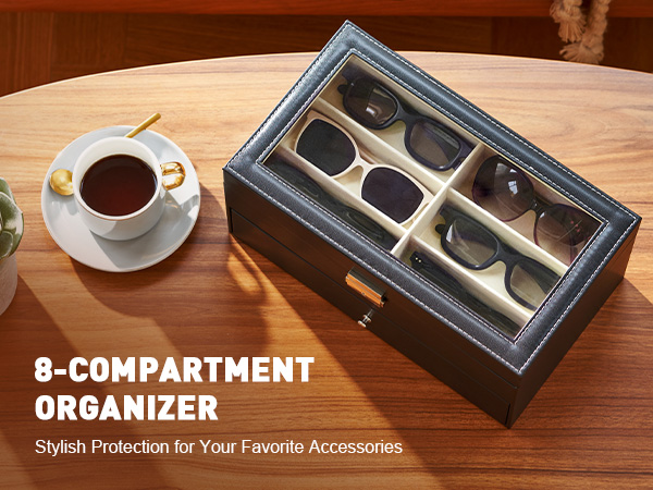 CO-Z Leather Multi Sunglasses Organizer for Women Men