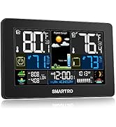SMARTRO Weather Station Wireless Indoor Outdoor Thermometer, Temperature Humidity Monitor, Large ...