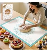 Silicone Pastry Mat for Dough Rolling, Silicone Baking Mat with Measurement, Nonslip Fondant/Pie ...