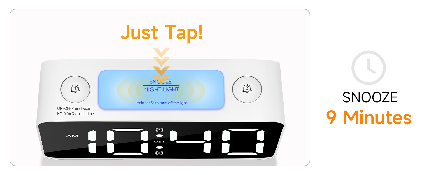 9 minute snooze 10 minute continuous ringing alarm clock easy use for heavy sleepers