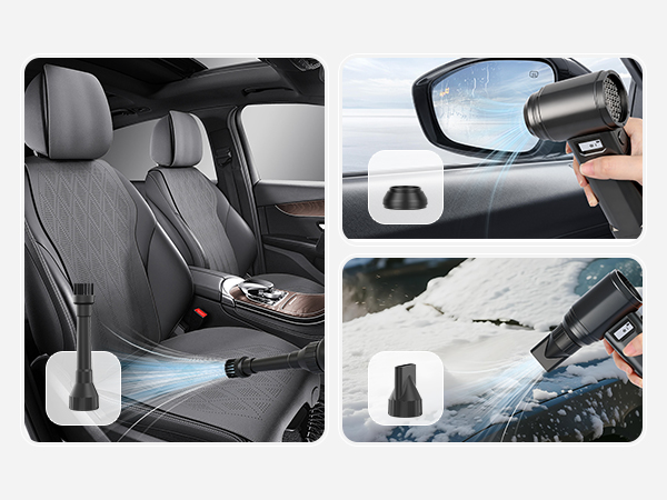 air blower clearing ash from a fireplace, snow removal from your car, or dusting off bookshelves