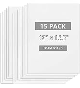15 Pack White Foam Board for Projects, 12 x 16.5Inch Foam Core Baking Board Mat Board Center, 3/1...
