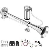12V 150db Air Horn, BANHAO Chrome Zinc Single Trumpet Truck Air Horn with Compressor for Any 12V ...