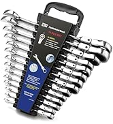 Prostormer Flex Head Ratcheting Wrench Set, SAE 1/4"-7/8",14-Piece Chrome Vanadium Steel Combinat...
