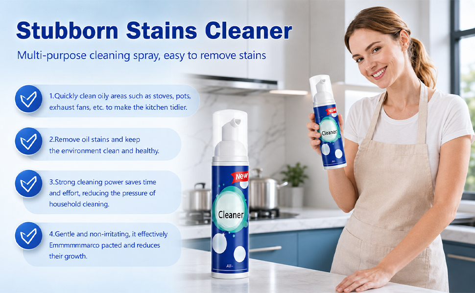 Multi-purpose cleaning spray, easy to remove stains