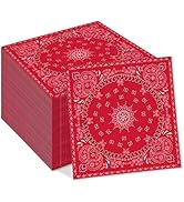 40Pcs Red Bandana Western Party Napkins 3 Ply Red bandanas Paisley Print Lunch Dinner Disposable ...