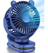 KIDEE Small Clip on Fan Battery Operated, Portable USB Desk Fan, 360° Rotation, 3 Speed, Mini Tab...