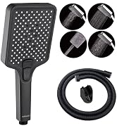 Eurolife High Pressure Handheld Shower Head -4 Spray setings - Luxury Modern Chrome Look, Built-i...