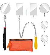 Telescoping Inspection Mirror, Flexible Retractable Automotive Extension Round Mirror 360 Rotatio...