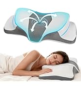 Lekewn RestAssured Cervical Neck Pillow - Ergonomic Firm Memory Foam Bed Pillows for Sleeping, Ne...