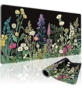 Mcapirivo Wildflower Black Large Gaming Mouse Pad 31.5