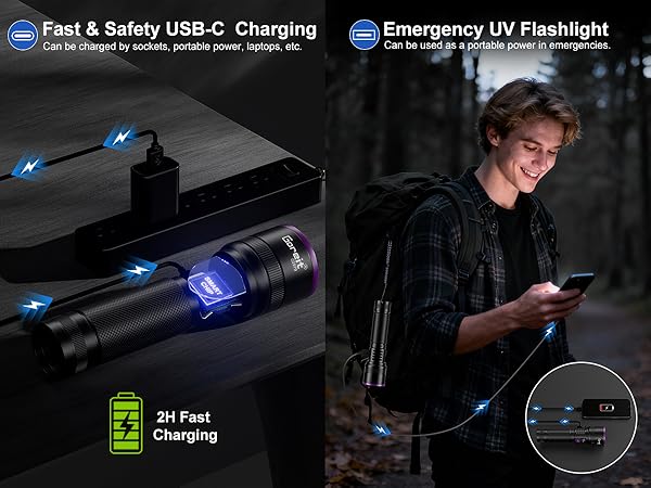 365nm rechargeable flashlight