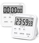 Digital Timer for Kids Classroom Kitchen Timers 24H Timer Clock White | Loud Alarm/Silent Mode, C...
