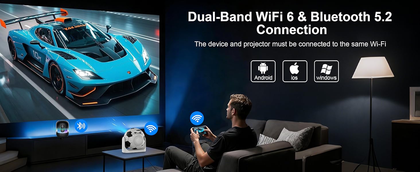 Mini Portable Projector with WiFi and Bluetooth