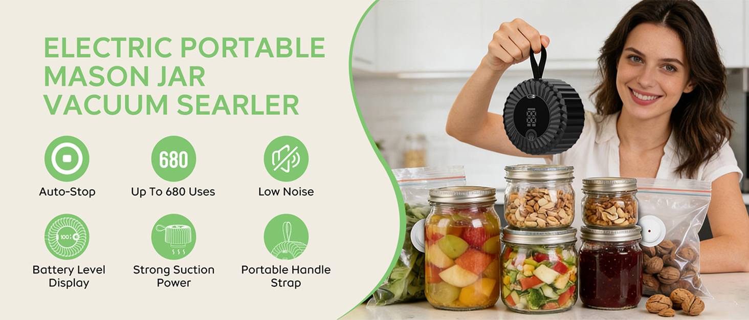 Upgraded Electric Mason Jar Vacuum Sealer Kit