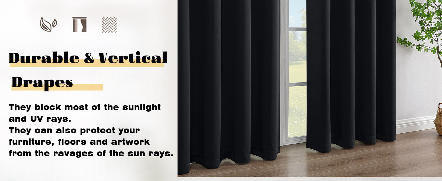 black curtains