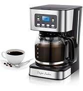 Taylor Swoden 12-Cup Programmable Coffee Maker, Regular &amp; Strong Brew Drip Coffee Machine for Hom...