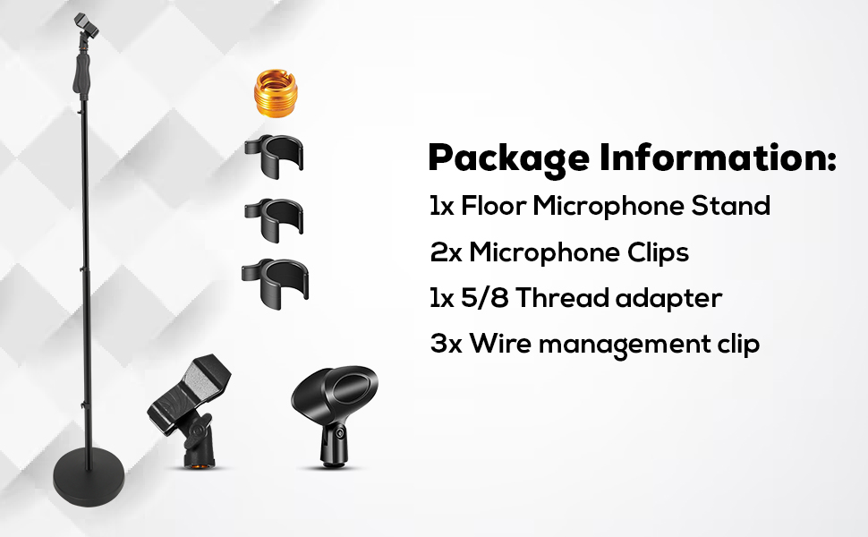 Universal Microphone Stand, Round Base Floor Mic Holder, Height Adjustable Mic Stand