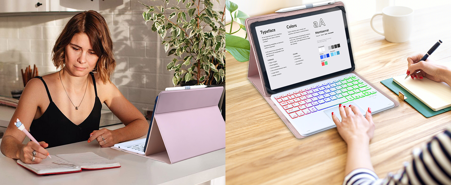 Universal Touchpad Keyboard Case for 9.7-11.0 tablet-Pink-7