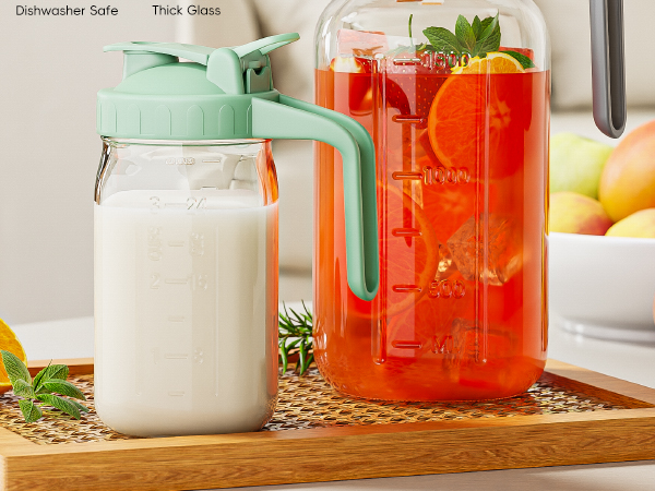 glass pitchers with handle and lid