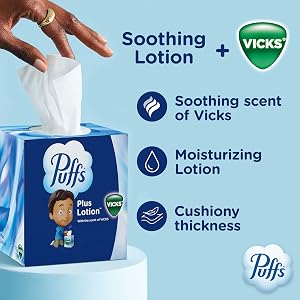 Soothing lotion + Vicks: Soothing scent of vicks, Moisturizing lotion, cushiony thickness