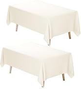 Fixwal Ivory Tablecloth Rectangle 60 x 102 Inch, 2 Pack 6ft Polyester Fabric Table Cloths Rectang...