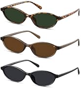 Colrea Retro Oval Sunglasses for Women Small Cat Eye Sun Glasses Womens Trendy Y2K Narrow Shades ...