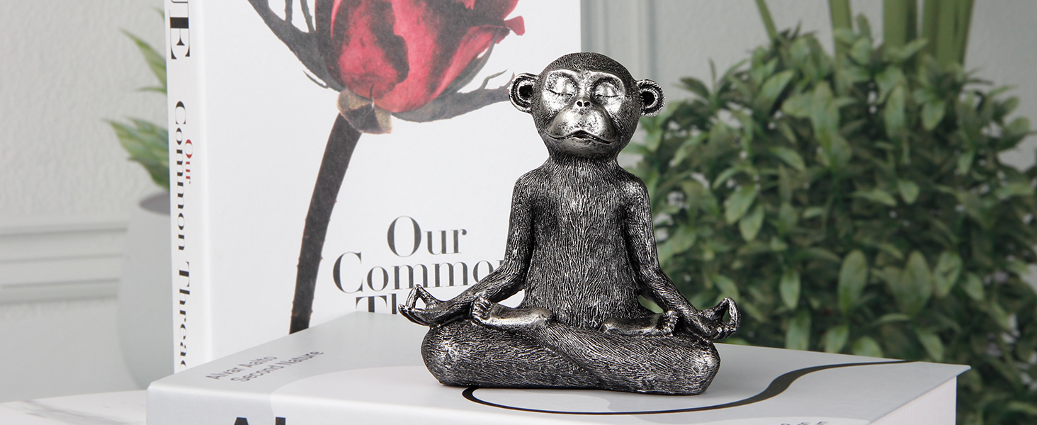 monkey statue yoga meditation animal figurine zen decor