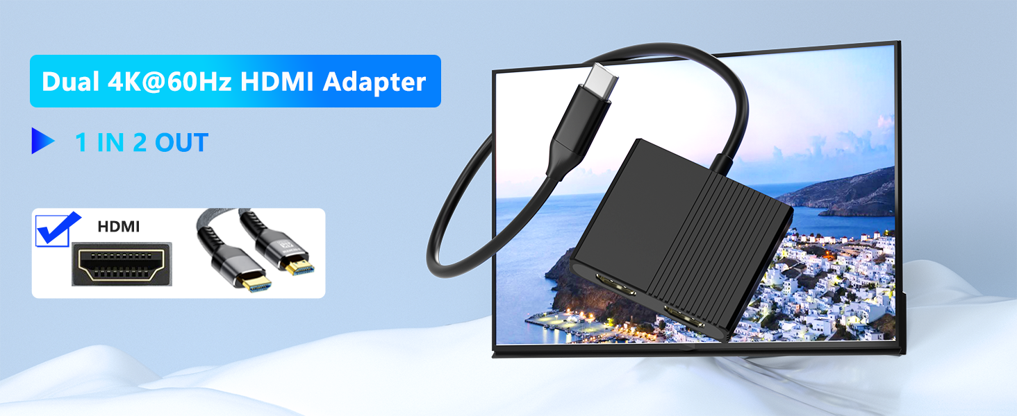 Dual HDMI Adapter for 2 Monitors