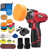 Cordless Buffer Polisher, 12V Mini Wax Buffer &amp; Sander with 2 X 2.5Ah Battery &amp; Charger, 1/2/3