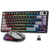 BlueFinger 75% Wireless Gaming Keyboard and Mouse with Smart Display, Rechargeable Light Up Wirel...