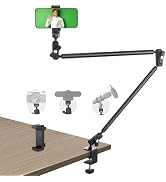 JEBUTU Desktop Clamp Magic Arm 33.84" Kit for Phone,DSRL Two-Stage Adjustable Flexible Arm, Overh...