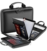 Fireproof File Organizer with Lock, Hard-Shell Case Fireproof Document Box with 13 Pockets Accord...