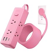 NTONPOWER Pink Extension Cord 10 ft, 1080 Joules Surge Protector Power Strip with 6 Widely Outlet...