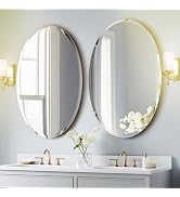 Luxbaro 2 Pack 20" x 28" Oval Mirrors for Bathroom/Vanity, Frameless Bathroom Mirror, Beveled Edg...