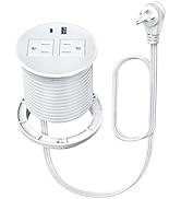 Desktop Power Grommet with 20W USB C Fast Charging, 3 inch Flush-Mount Recessed Power Strip for D...