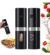 Electric Salt and Pepper Grinder Set, Battery Operated Black Pepper Grinder(without Battery), Sal...