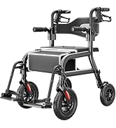 HOMLAND Walkers for Seniors with Seat, Foldable 2 in 1 Rollator Walker Wheelchair Combo, 10" All ...
