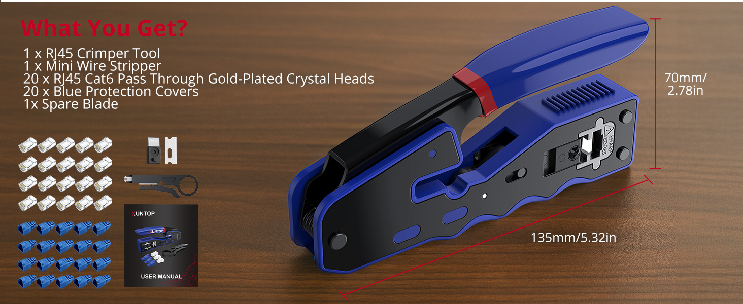 RJ45 pass through crimp tool