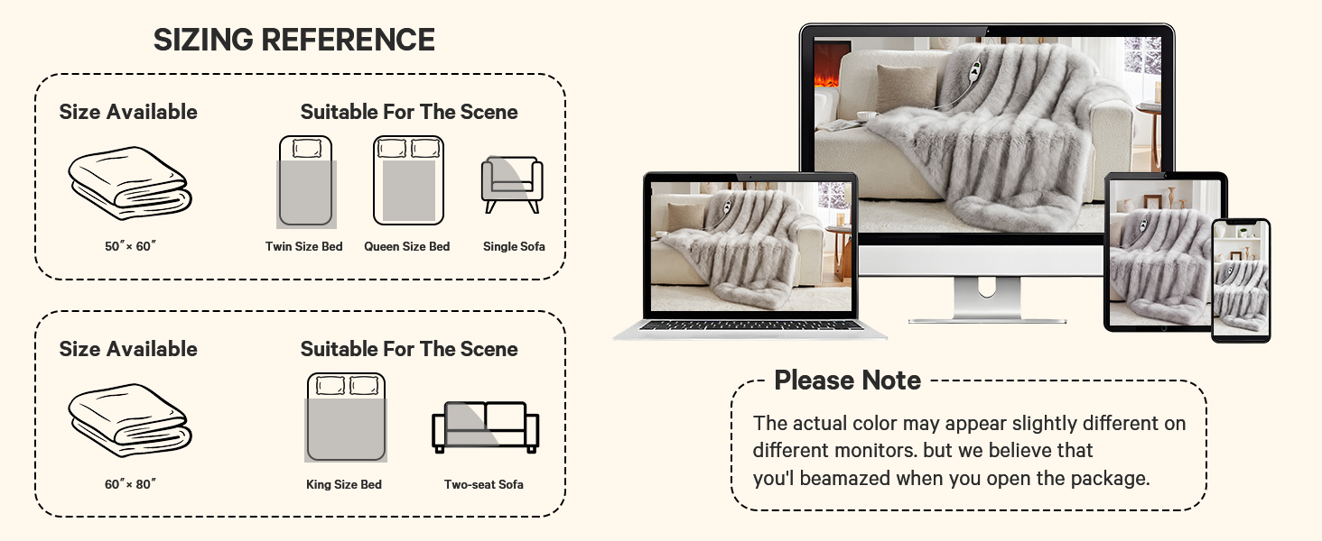 heated blanket heating electric blanket faux fur throw Christmas house warming gifts new home decor